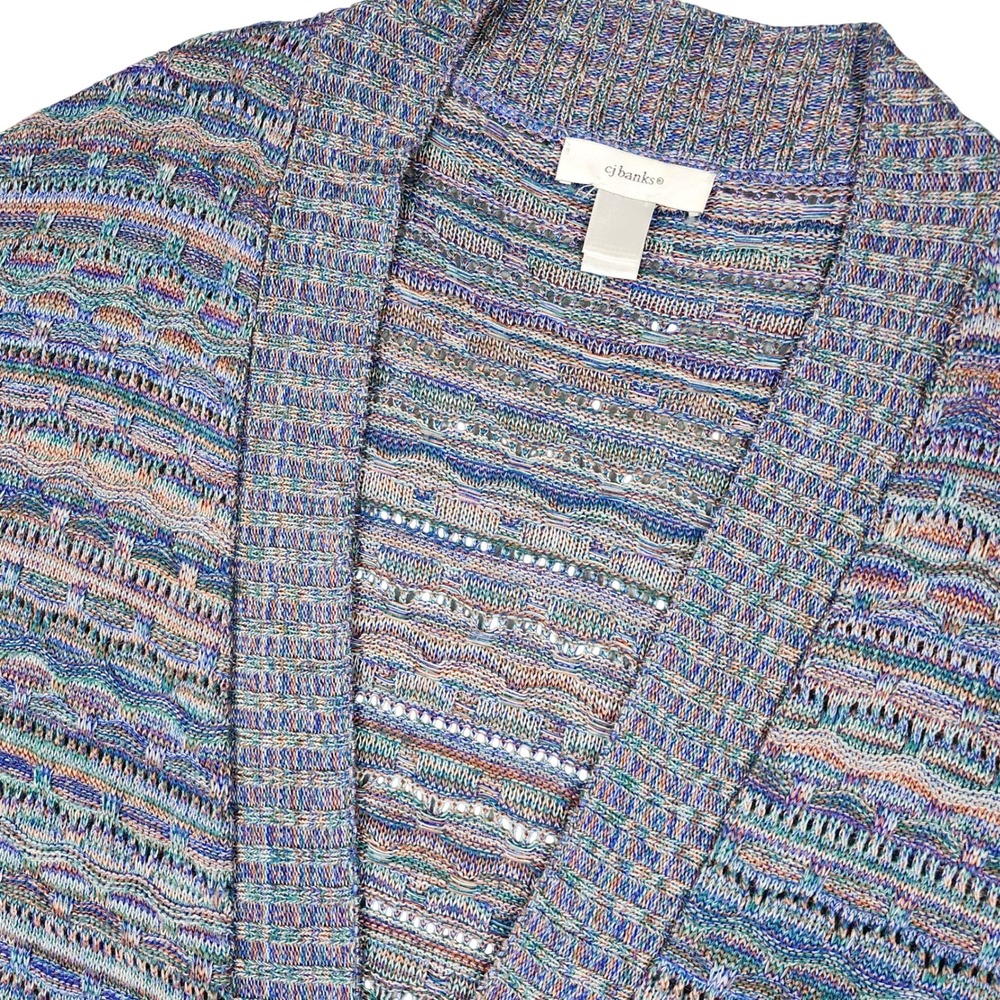 CJ Banks Multicolored Knit Cardigan Womens‎ 2X Open Front Short Sleeve Sweater - Picture 2 of 8